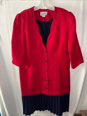 Vintage One Piece Red Button-Front Women's Dress